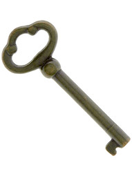 3/16 inch x 3/16 inch Skeleton Key in Antique Brass.